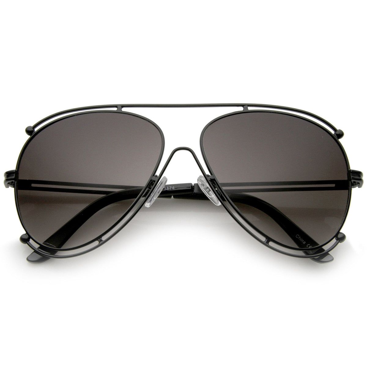 Oversize Modern Dual Wire Frame Aviator Sunglasses A327