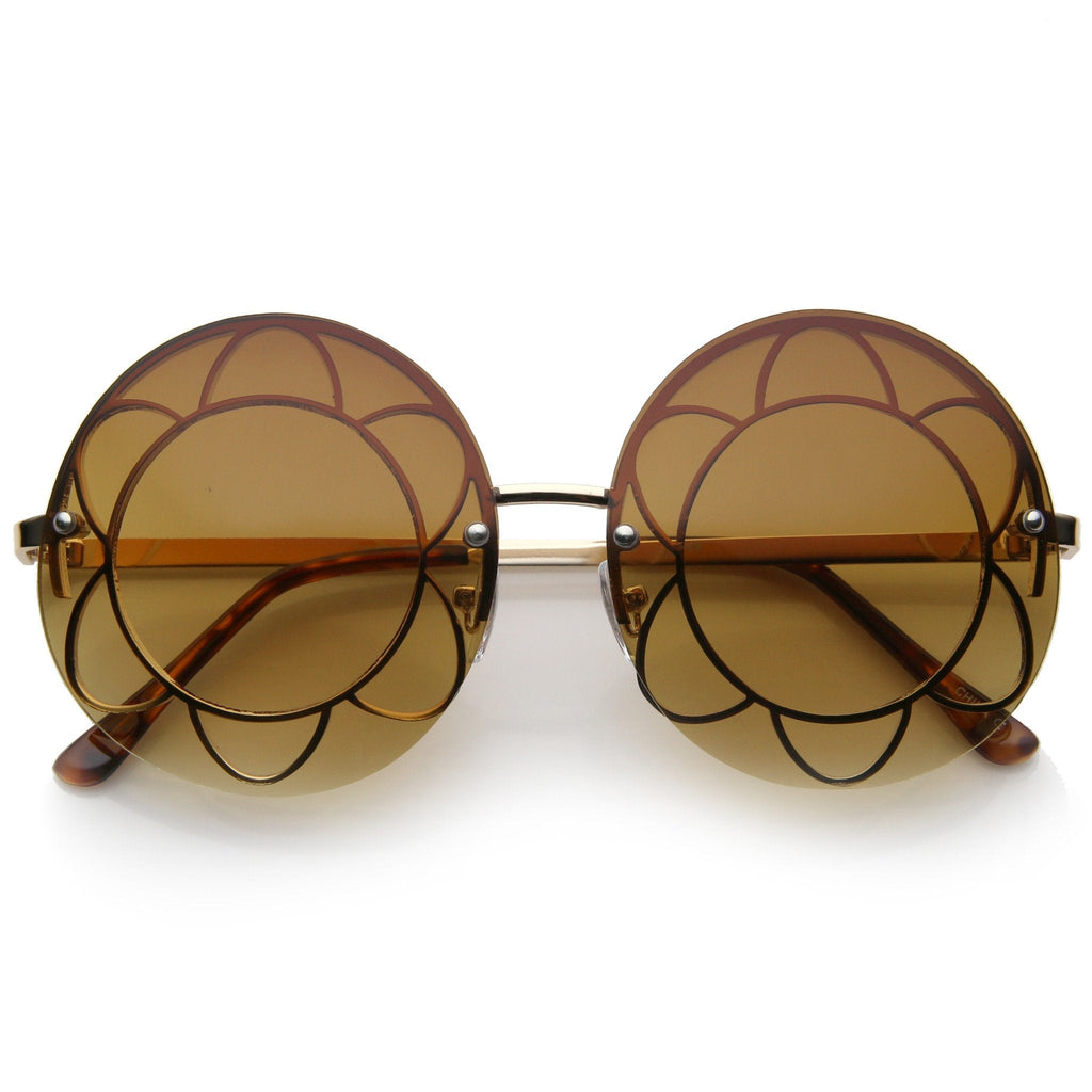 Women's Oversize Round Floral Rimless Frame A520