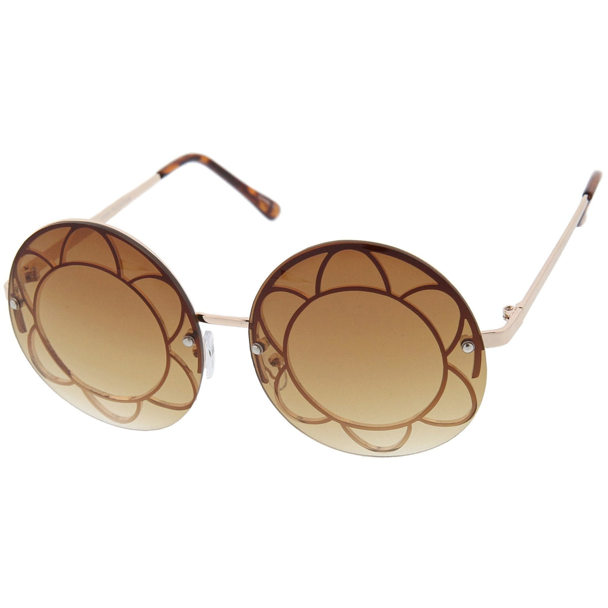 Women's Oversize Round Floral Rimless Frame A520