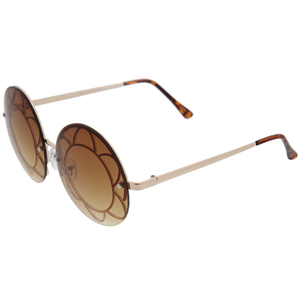 Women's Oversize Round Floral Rimless Frame A520