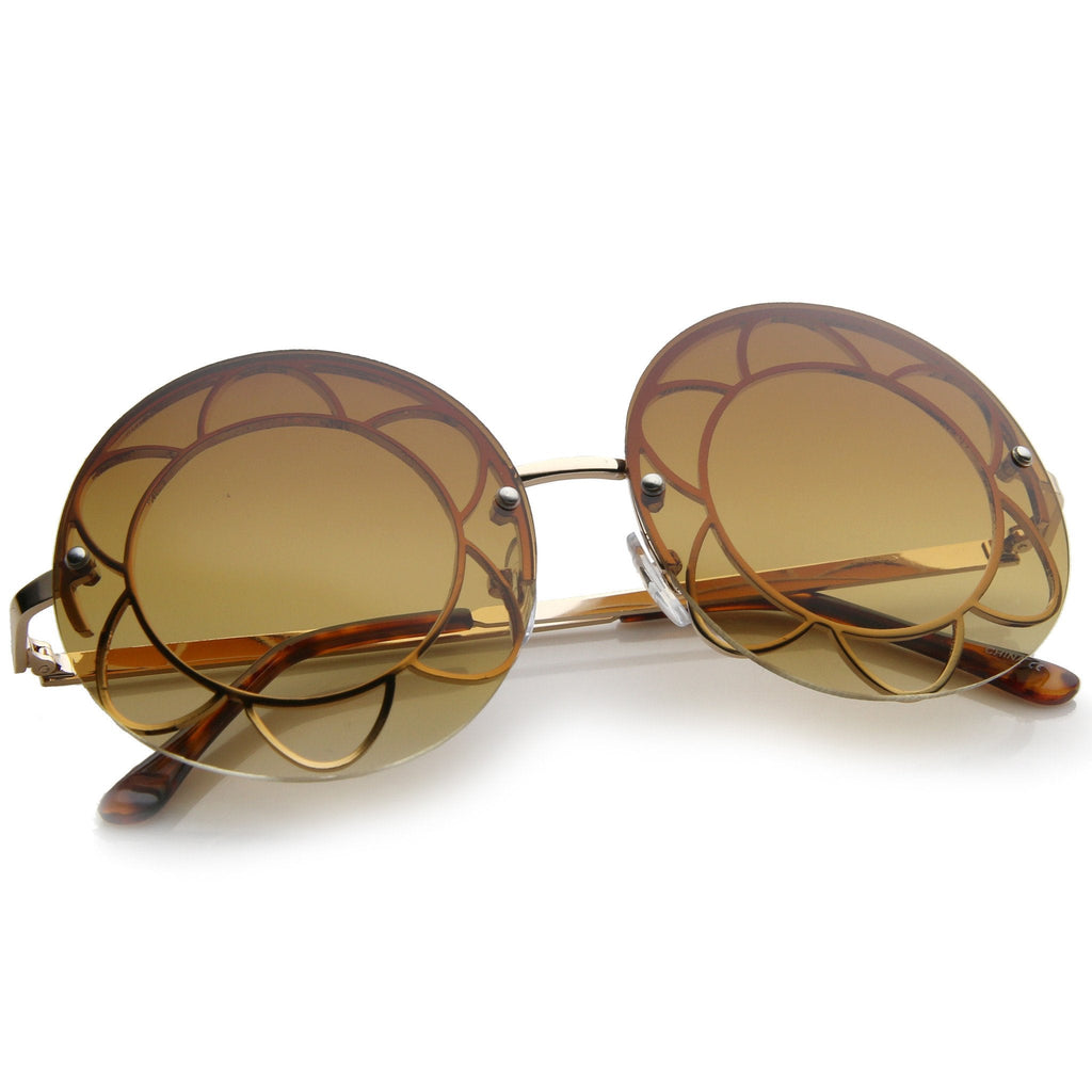Women's Oversize Round Floral Rimless Frame A520
