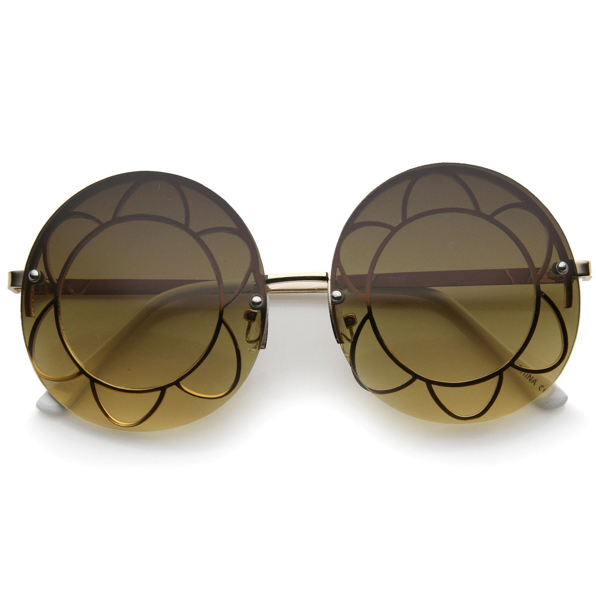 Women's Oversize Round Floral Rimless Frame A520