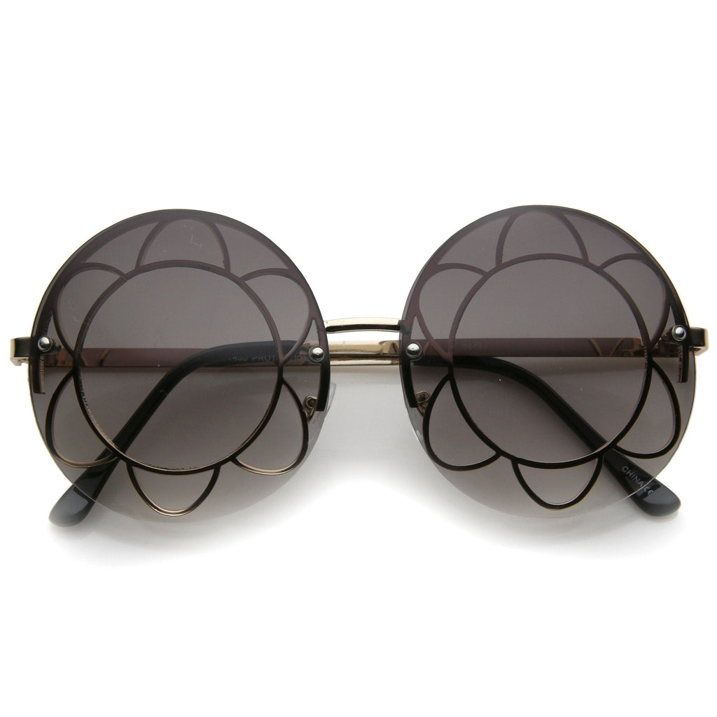Women's Oversize Round Floral Rimless Frame A520