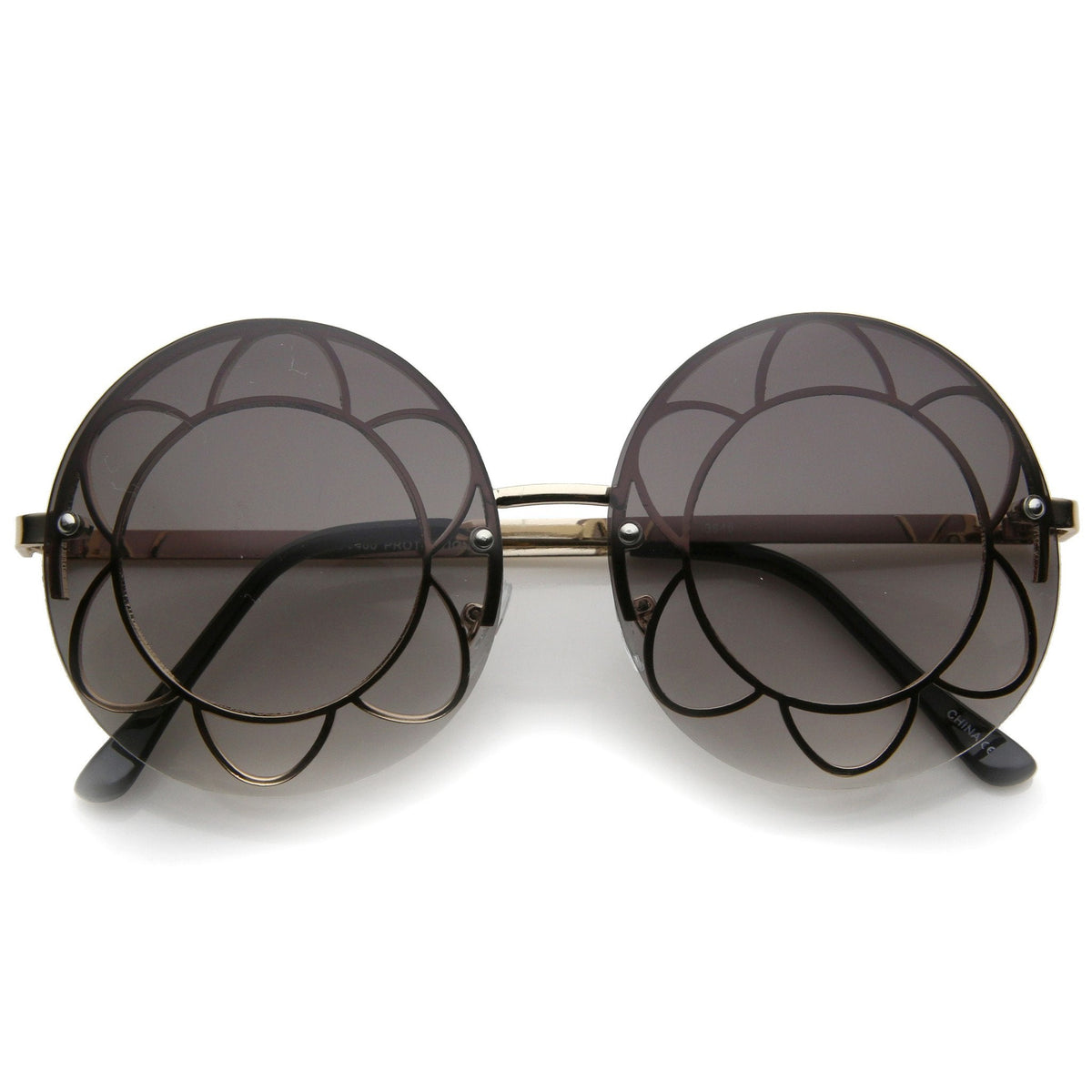 Women's Oversize Round Floral Rimless Frame A520