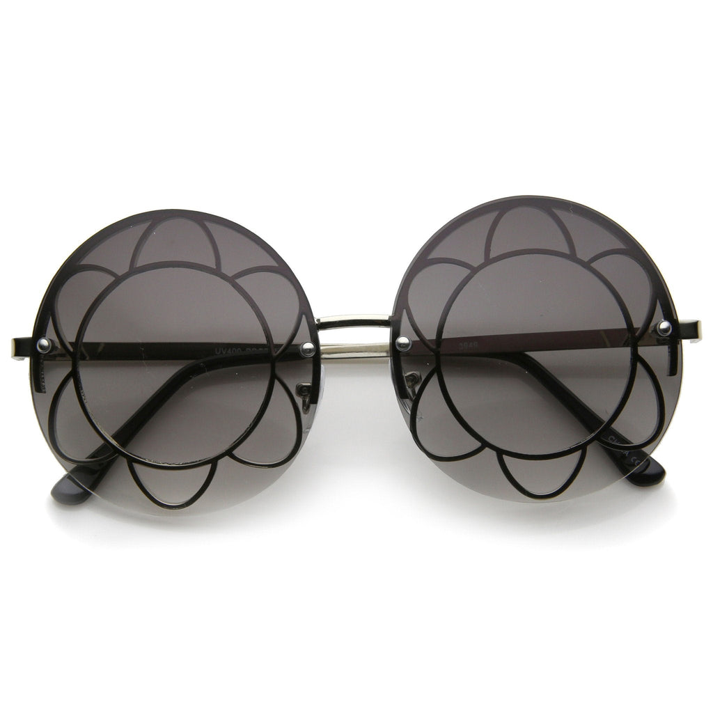Women's Oversize Round Floral Rimless Frame A520
