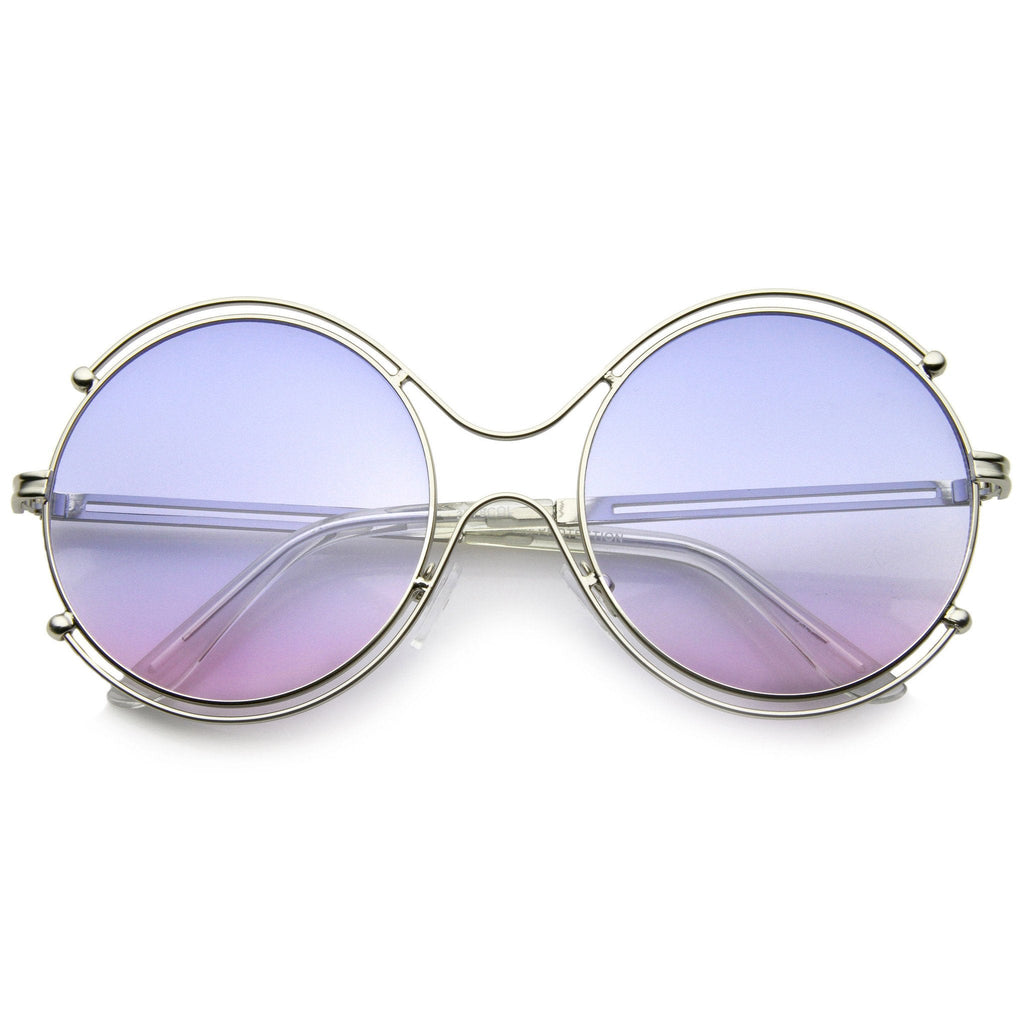 Women's Dual Wire Frame Round Gradient Len Sunglasses A326