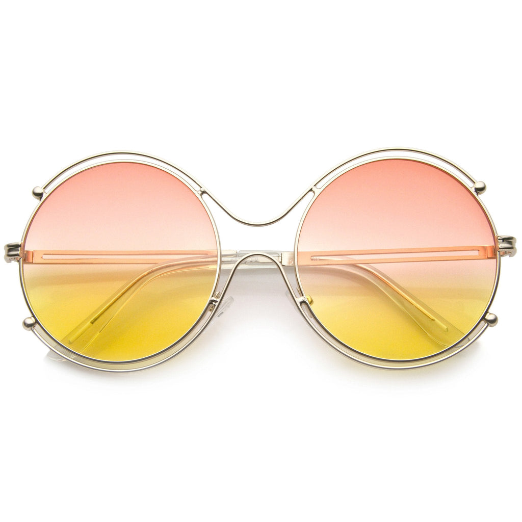 Women's Dual Wire Frame Round Gradient Len Sunglasses A326