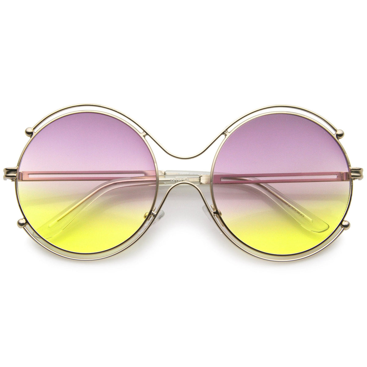 Women's Dual Wire Frame Round Gradient Len Sunglasses A326