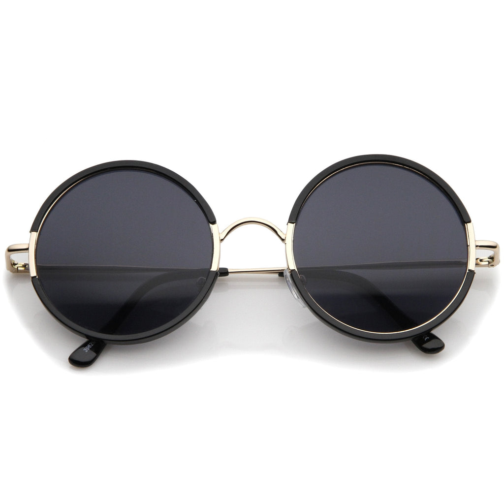 Retro Modern Round Slim Temple Sunglasses A727