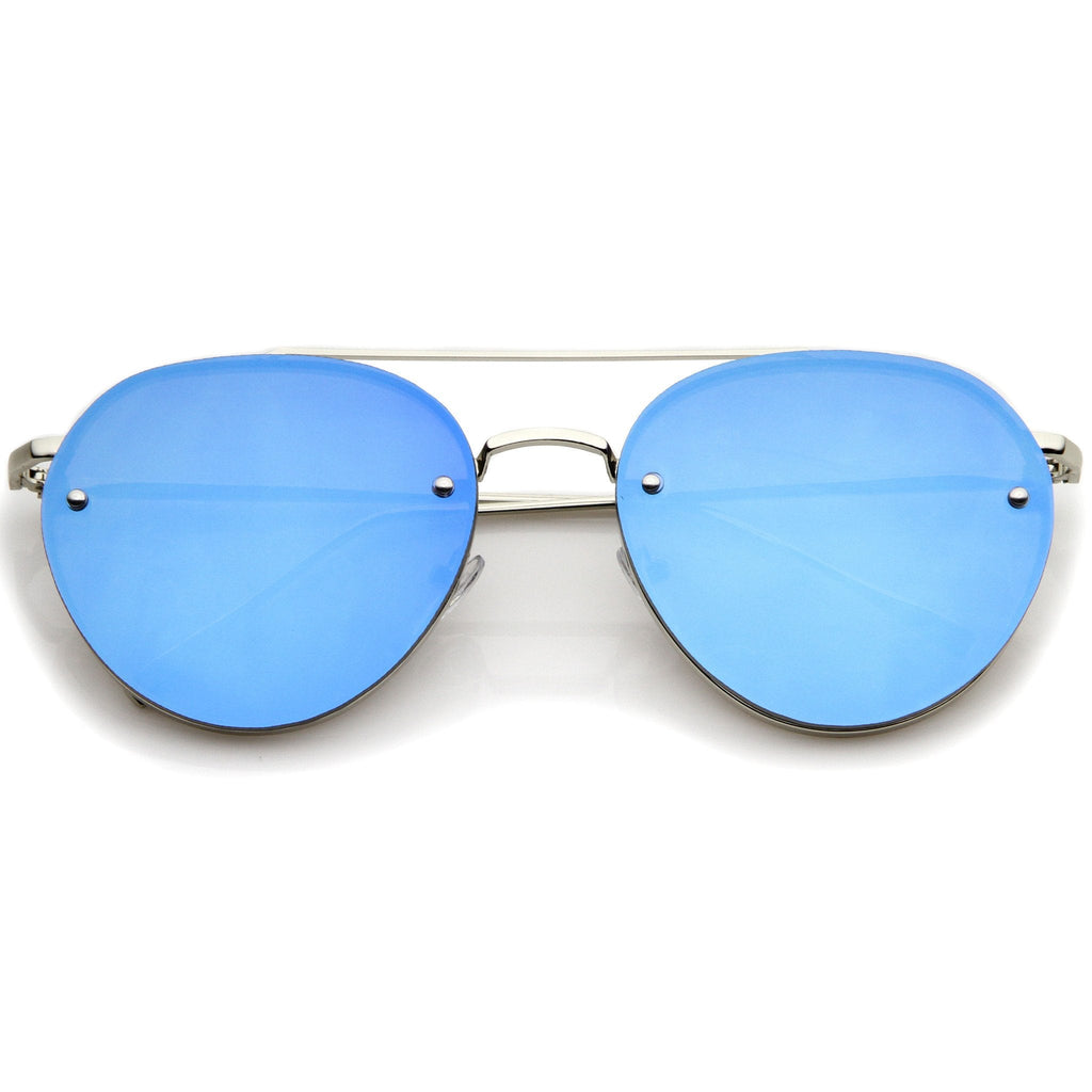 Modern Rimless Mirrored Flat Lens Aviator Sunglasses A823