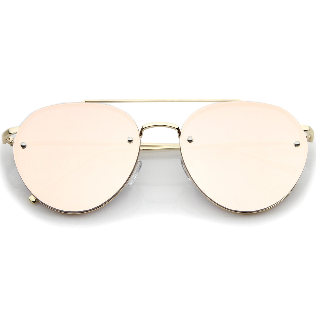 Modern Rimless Mirrored Flat Lens Aviator Sunglasses A823
