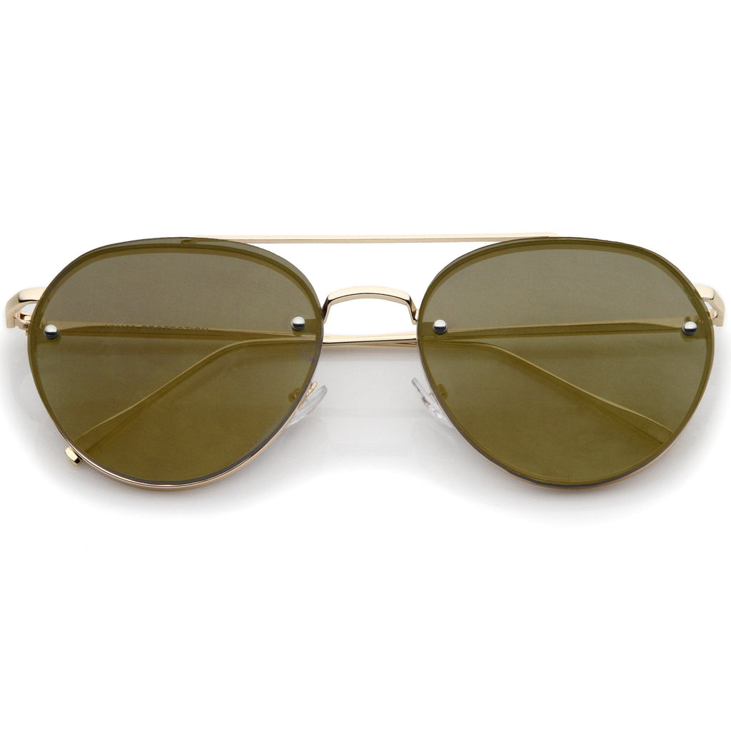 Modern Rimless Mirrored Flat Lens Aviator Sunglasses A823