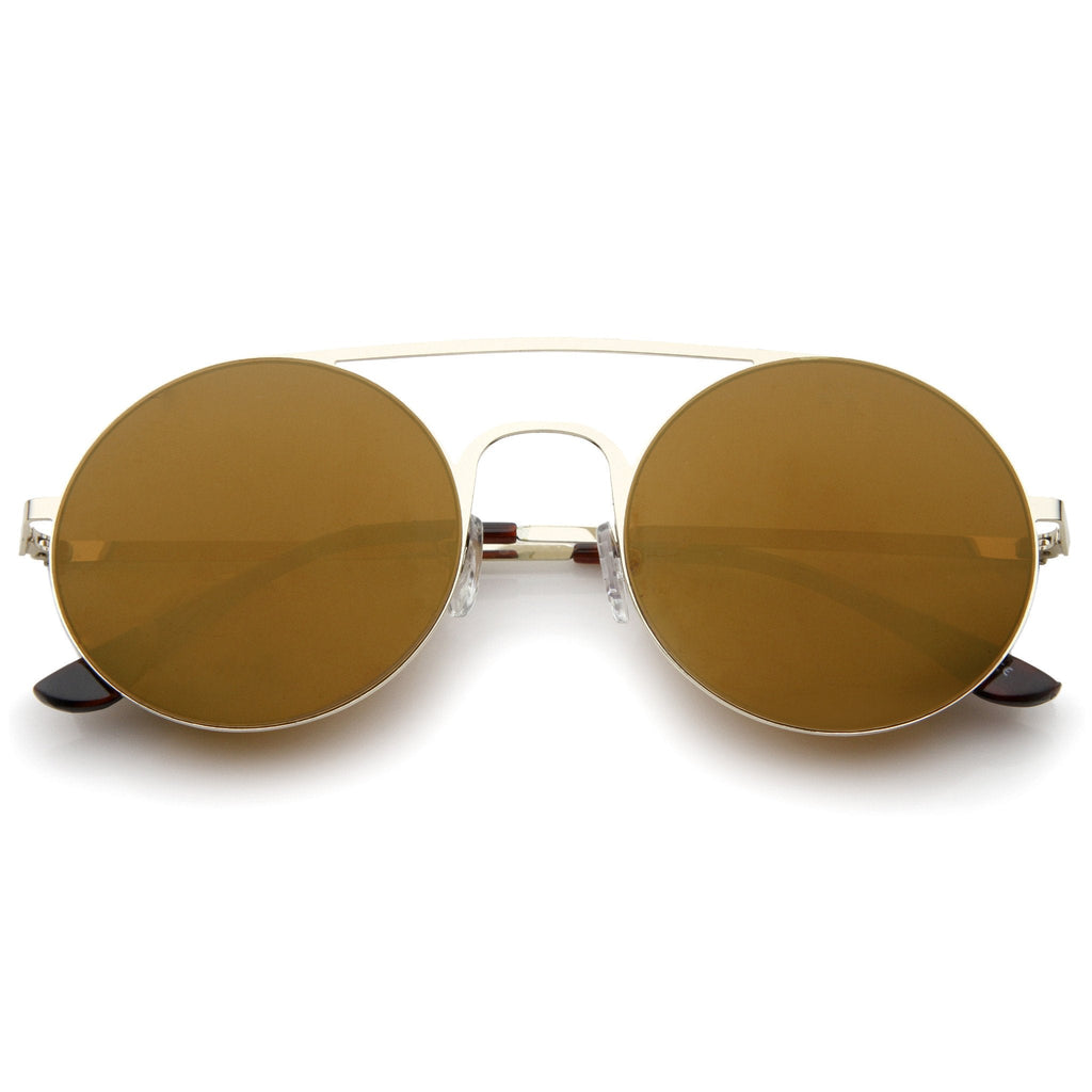 Modern Slim Round Mirrored Flat Lens Sunglasses A505