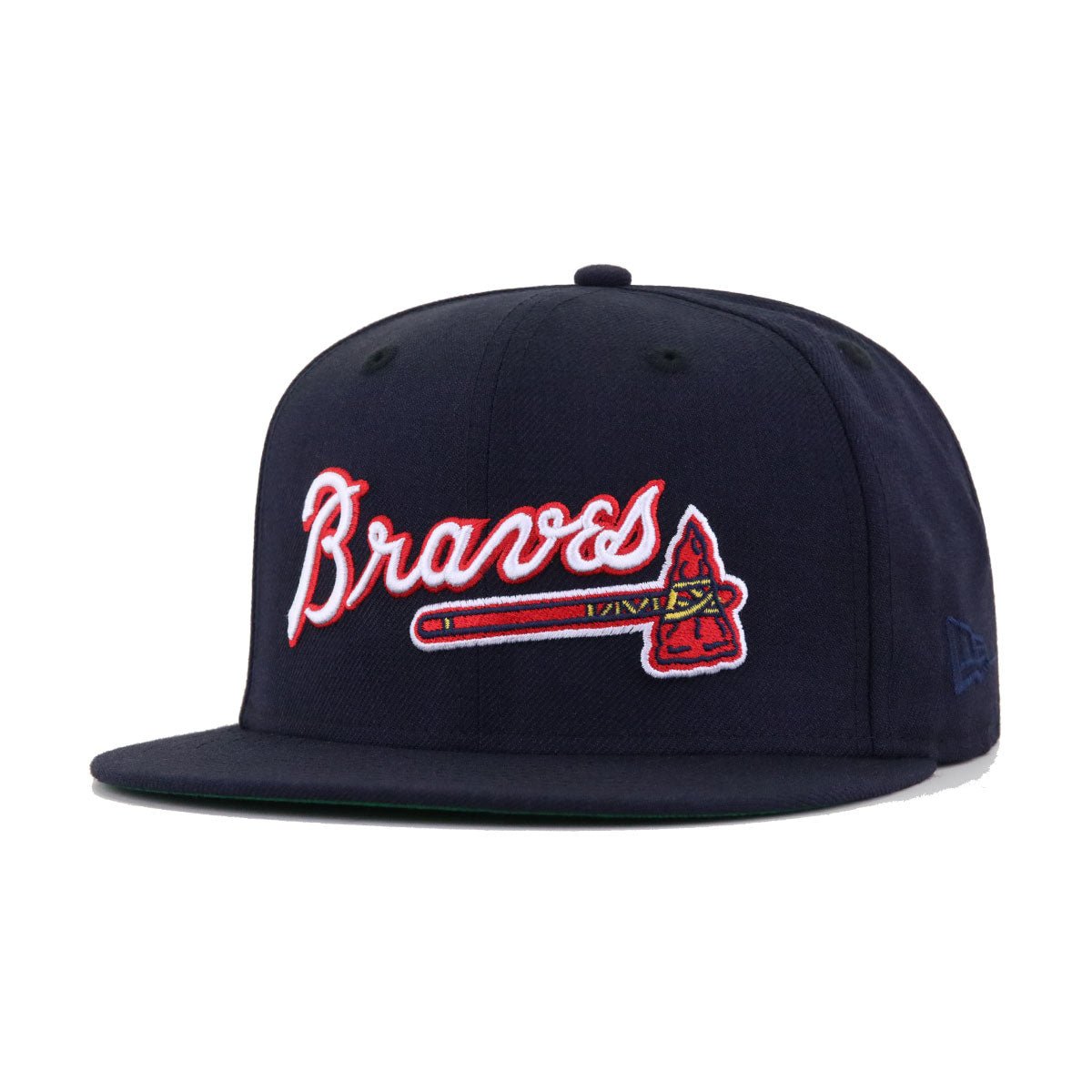 Atlanta Braves Navy Tomahawk Green Bottom New Era 59Fifty Fitted