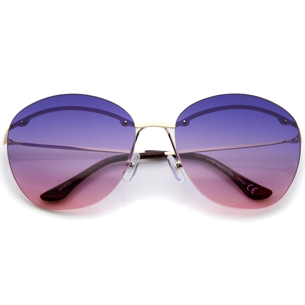 Women's Retro Round Inner Brow Gradient Lens Sunglasses A763