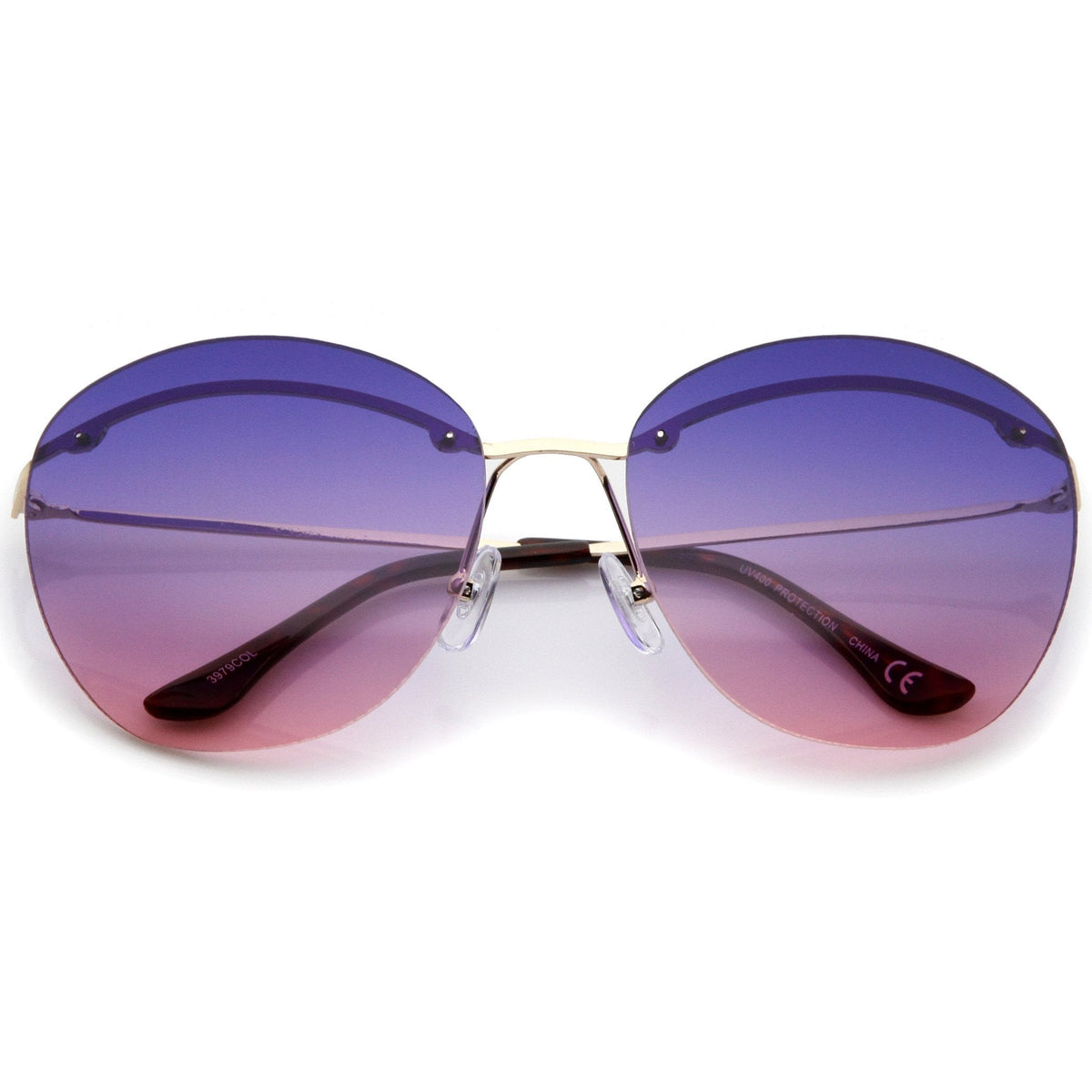 Women's Retro Round Inner Brow Gradient Lens Sunglasses A763