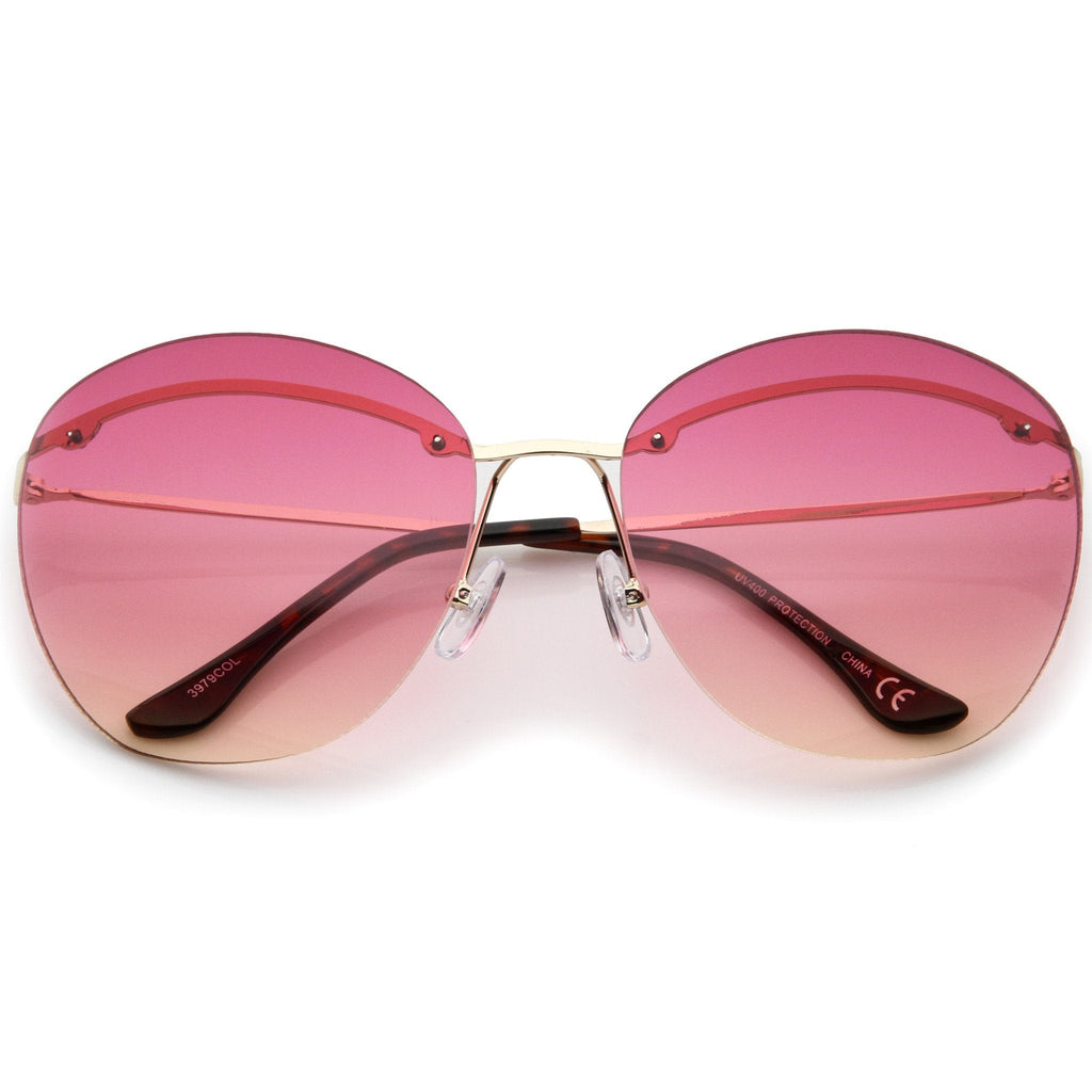 Women's Retro Round Inner Brow Gradient Lens Sunglasses A763