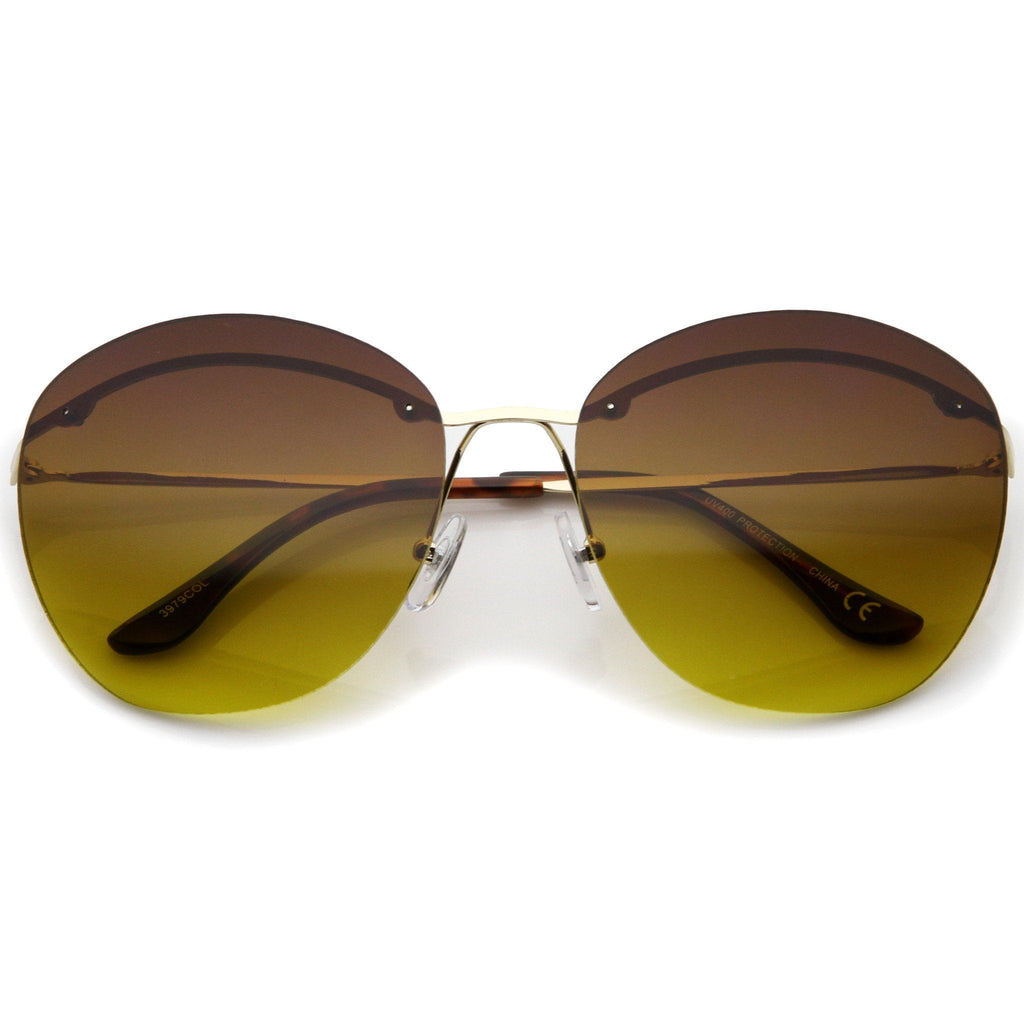 Women's Retro Round Inner Brow Gradient Lens Sunglasses A763