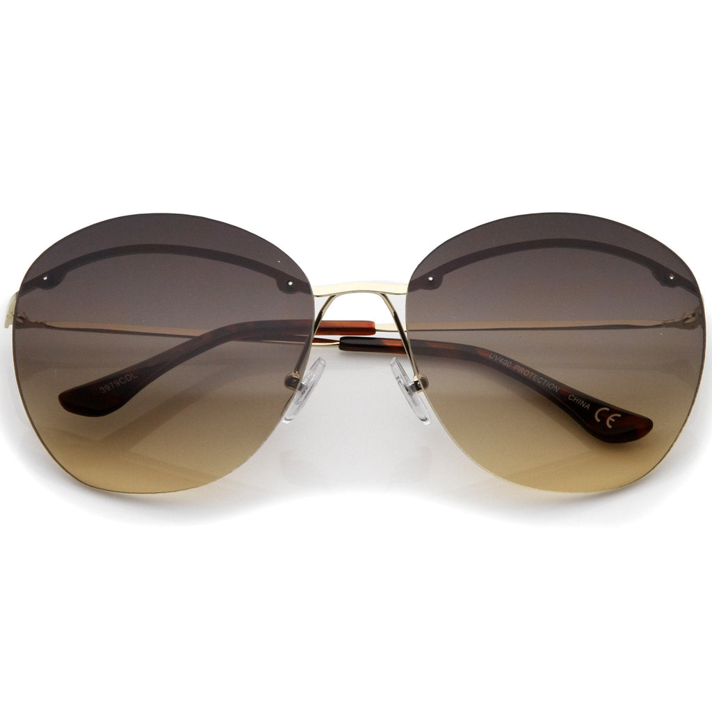 Women's Retro Round Inner Brow Gradient Lens Sunglasses A763