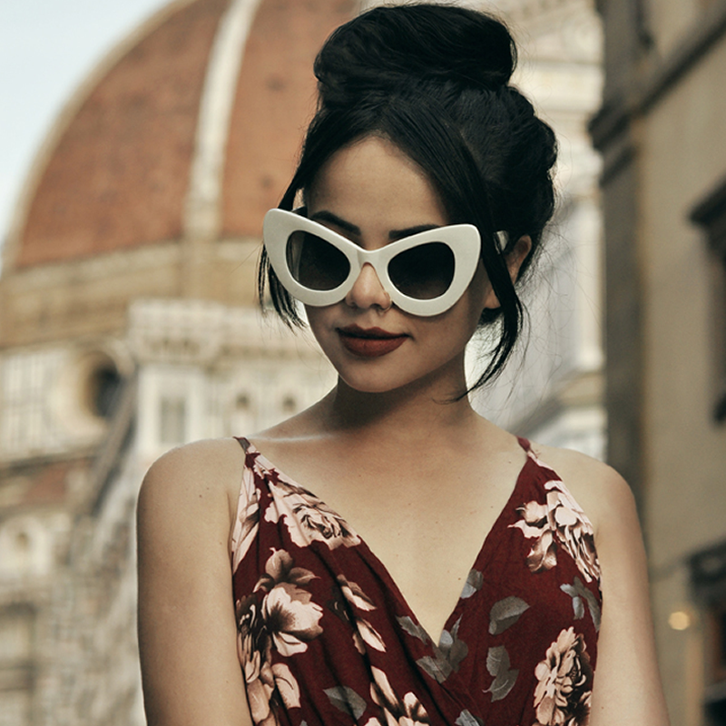 Women's Retro Bold Chunky Cat Eye Sunglasses A098