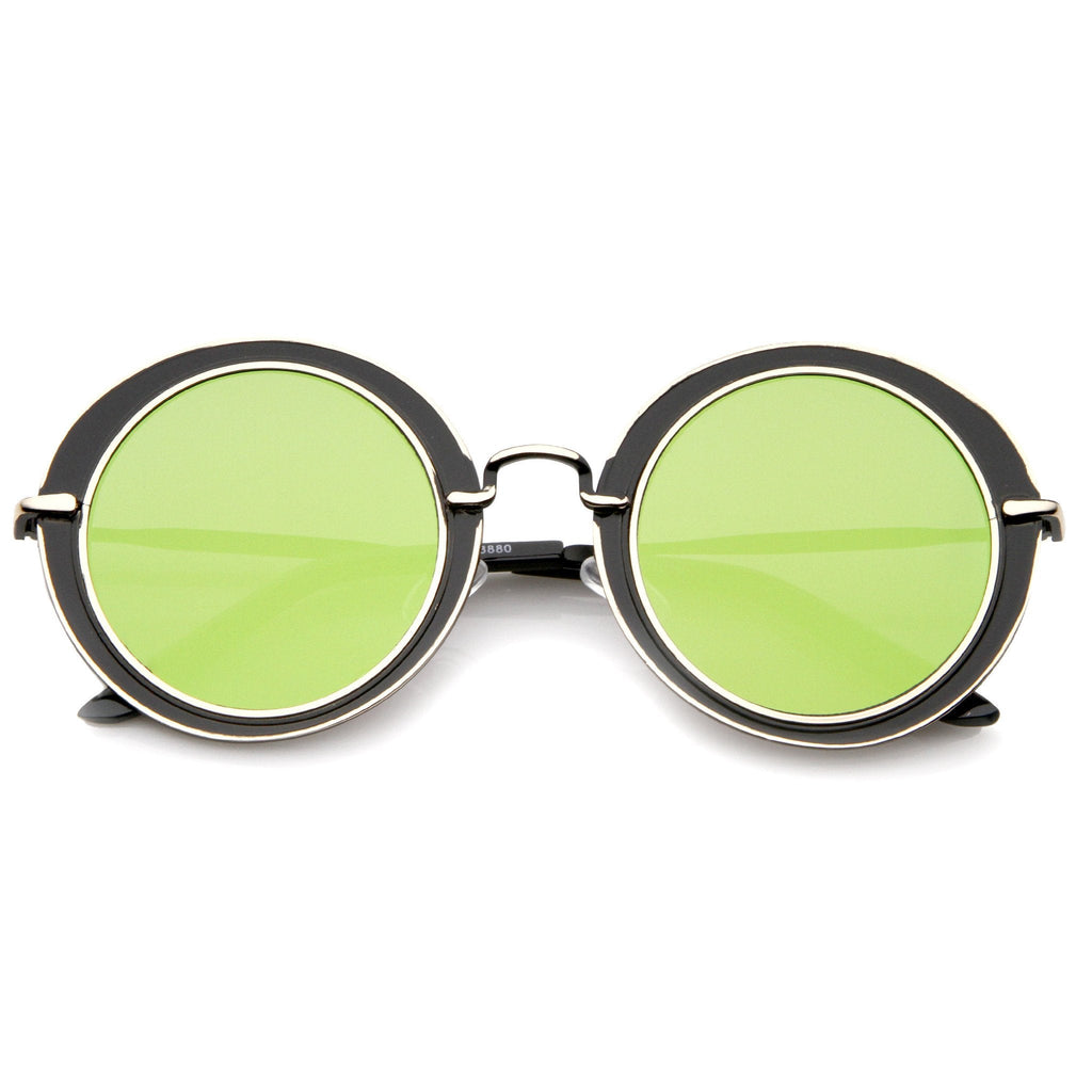 Retro Modern Flat Lens Oval Outline Sunglasses A484