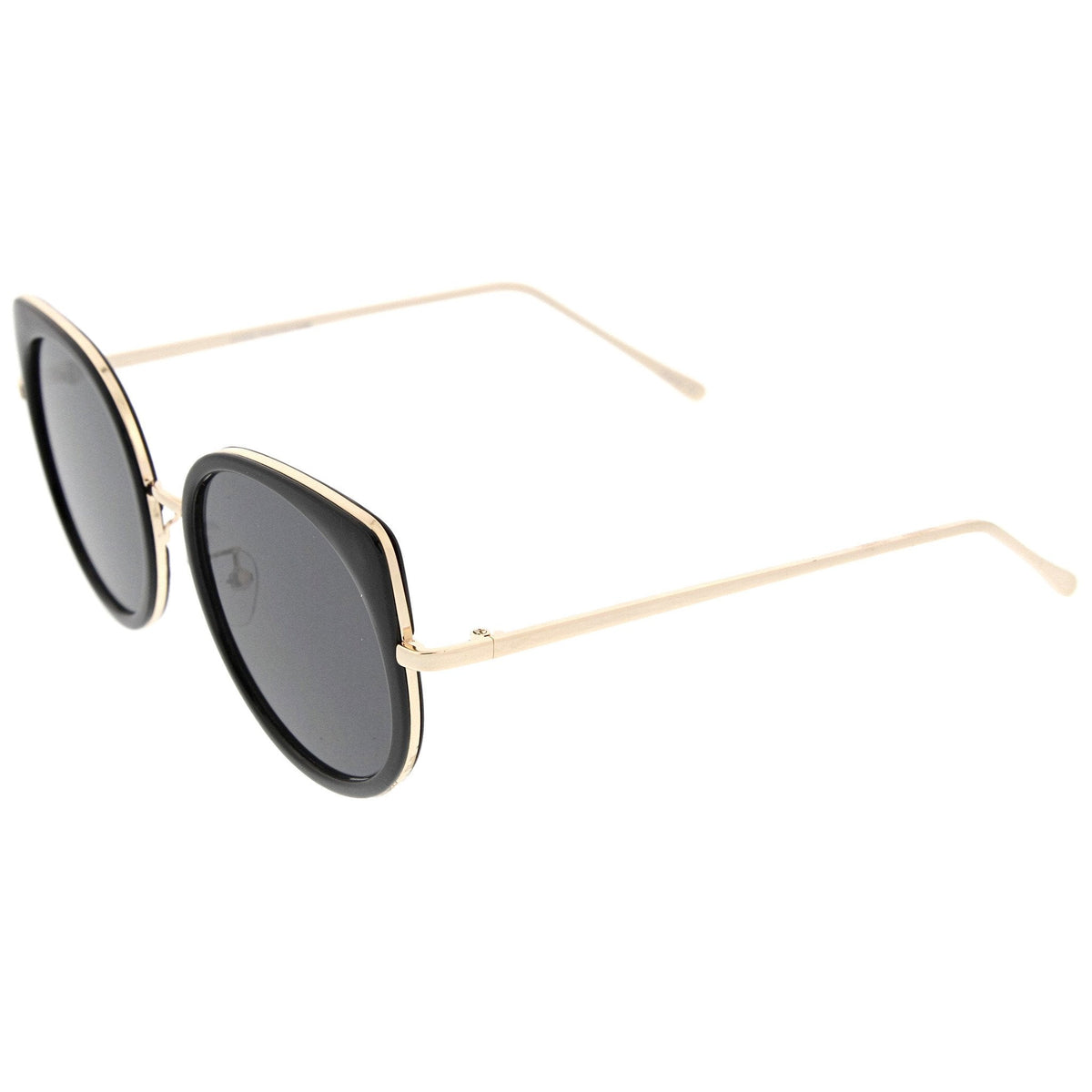 Women's Slim Round Cat Eye Flat Lens Sunglasses A814