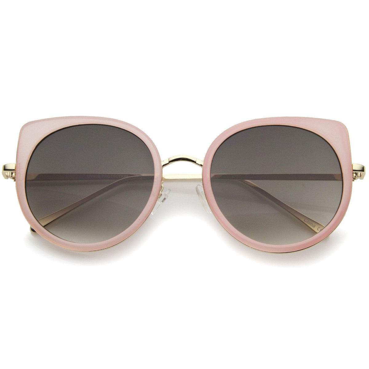 Women's Slim Round Cat Eye Flat Lens Sunglasses A814