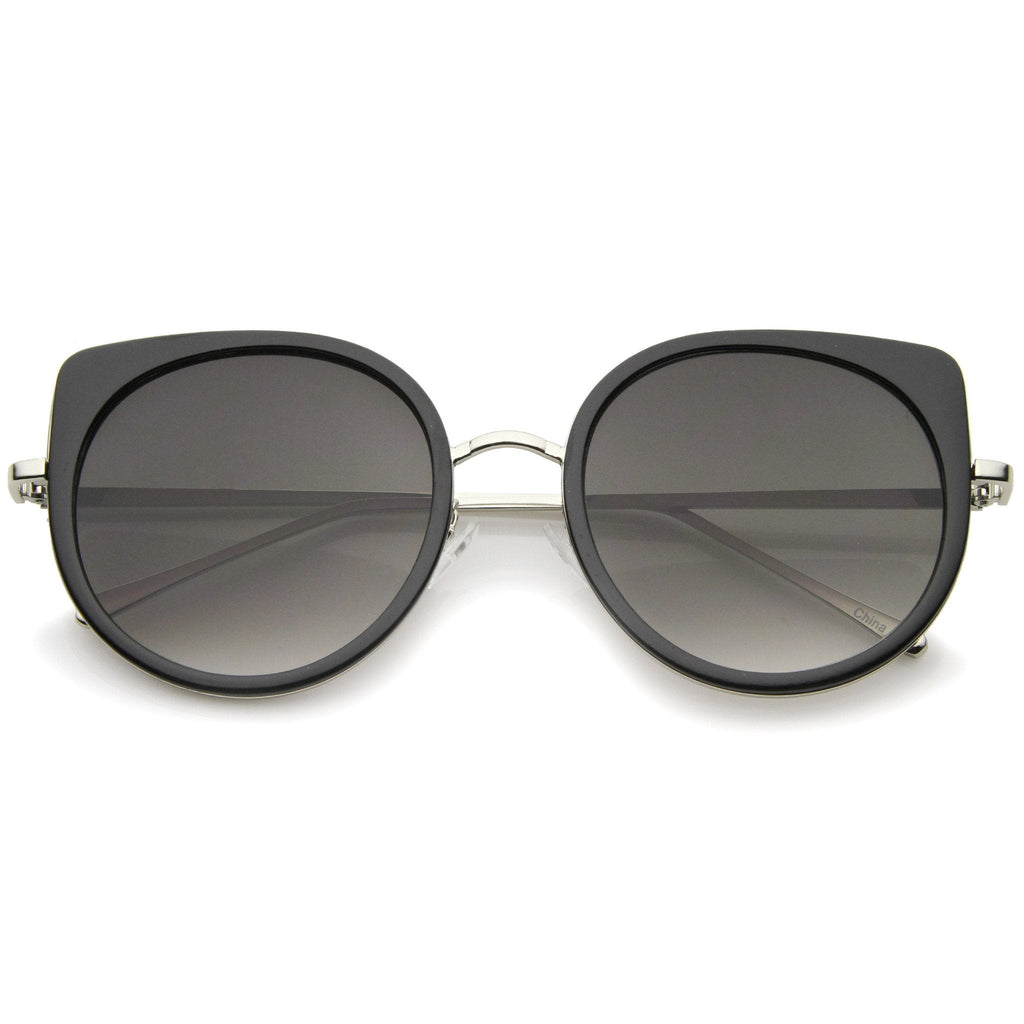 Women's Slim Round Cat Eye Flat Lens Sunglasses A814