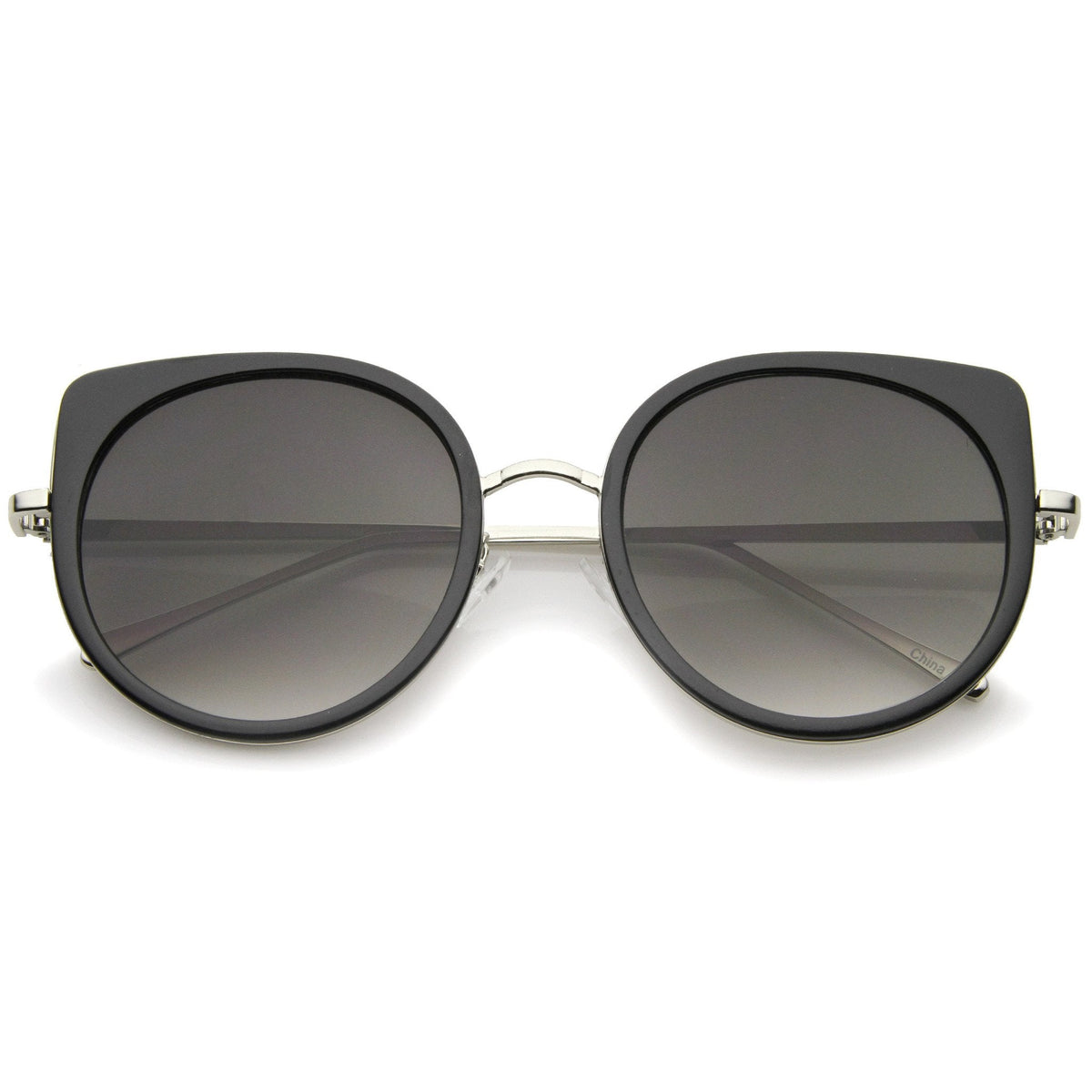 Women's Slim Round Cat Eye Flat Lens Sunglasses A814