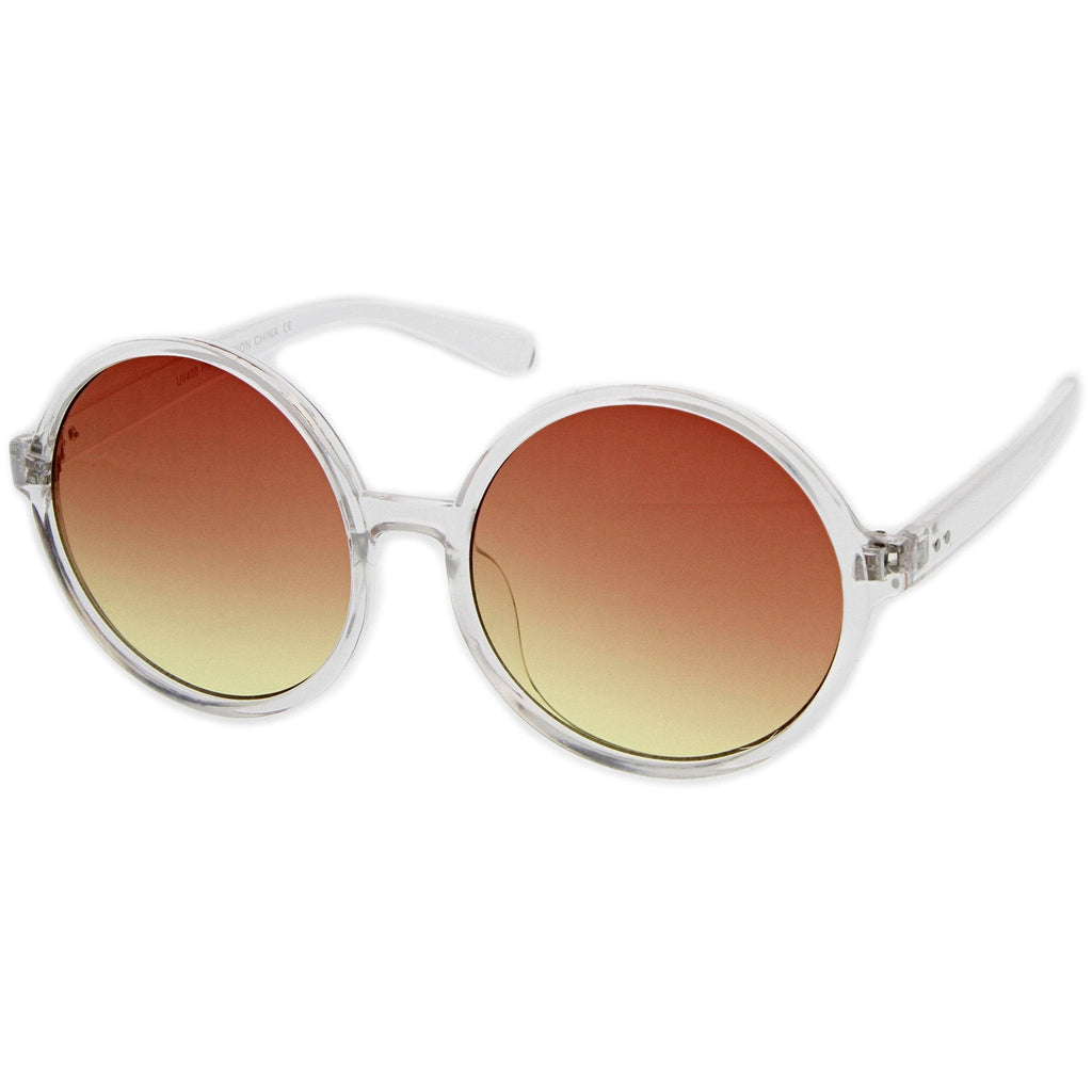 Round Retro Clear Frame Gradient Flat Lens Sunglasses A460