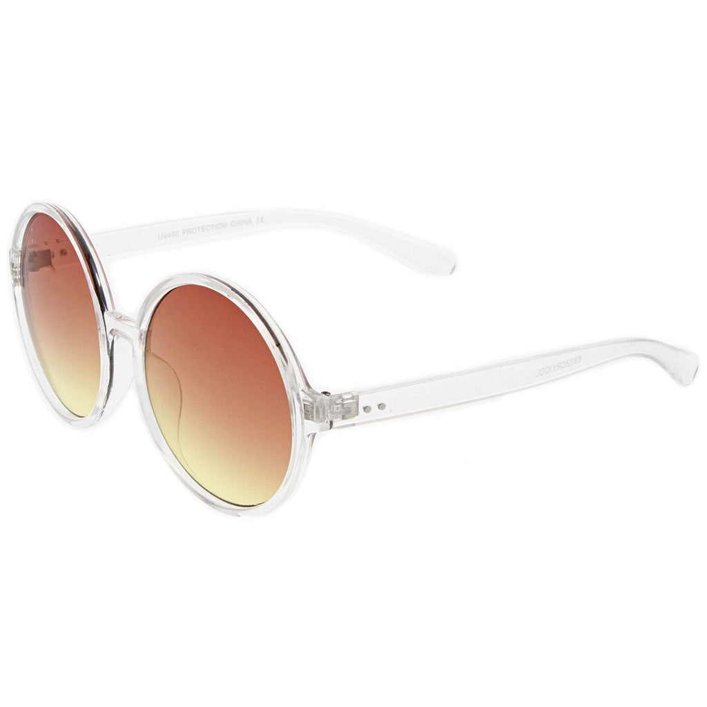 Round Retro Clear Frame Gradient Flat Lens Sunglasses A460