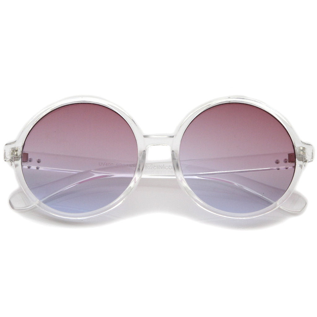 Round Retro Clear Frame Gradient Flat Lens Sunglasses A460