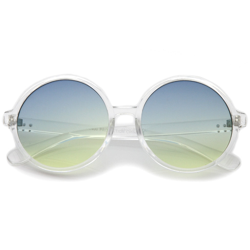 Round Retro Clear Frame Gradient Flat Lens Sunglasses A460
