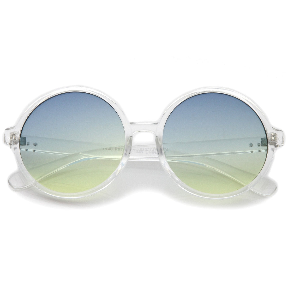 Round Retro Clear Frame Gradient Flat Lens Sunglasses A460