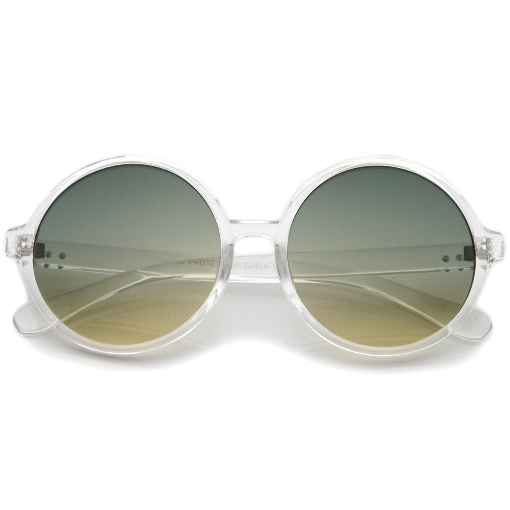 Round Retro Clear Frame Gradient Flat Lens Sunglasses A460
