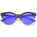 Round Mirrored Flat Lens Half Frame Sunglasses A457