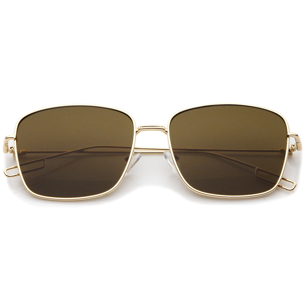 Classic Square Wire Metal Flat Lens Sunglasses A521