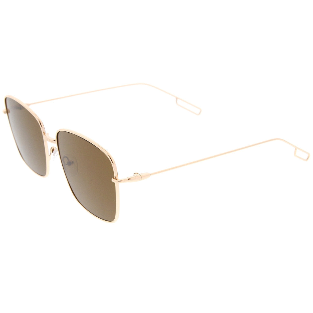 Classic Square Wire Metal Flat Lens Sunglasses A521