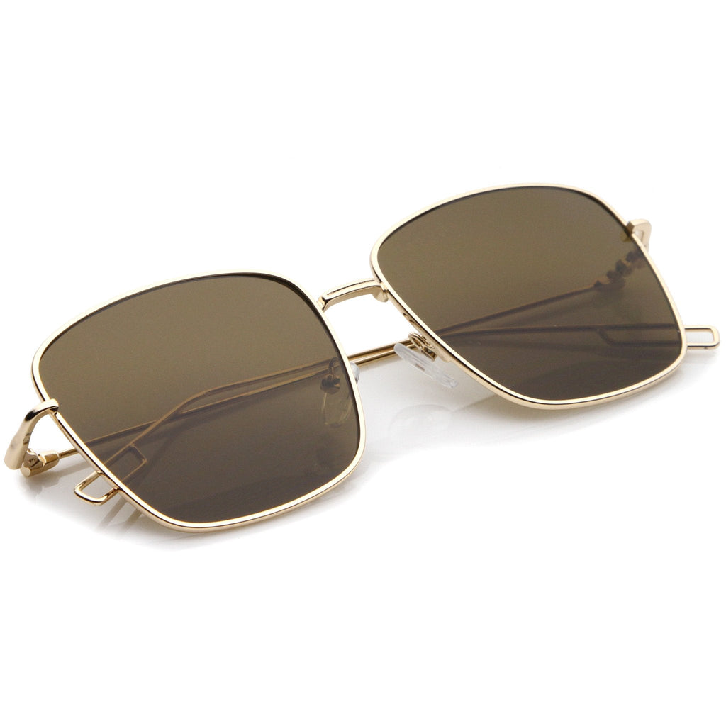 Classic Square Wire Metal Flat Lens Sunglasses A521