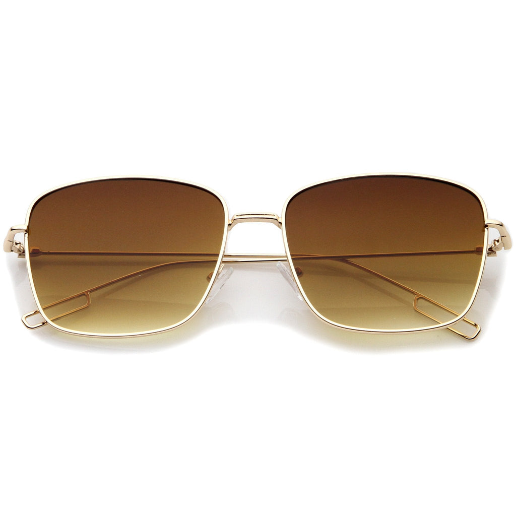 Classic Square Wire Metal Flat Lens Sunglasses A521