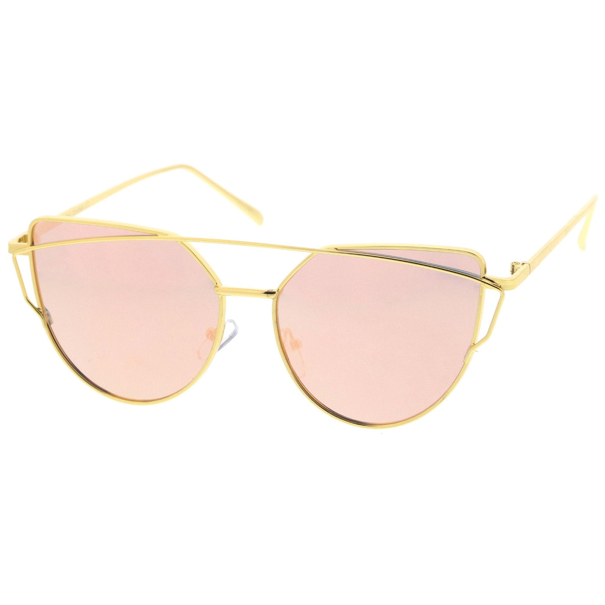 Women's Mid Size Metal Flat Lens Cat Eye Sunglasses C051