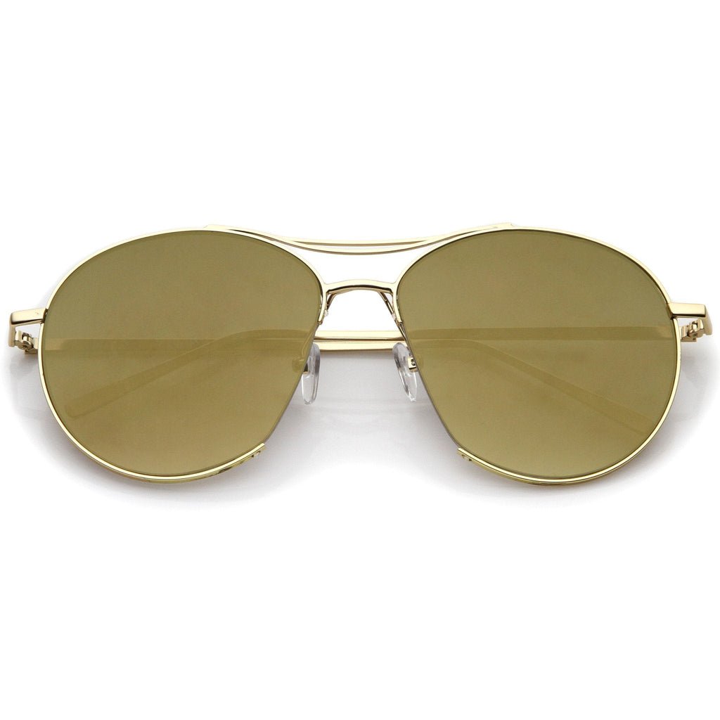Oversize Thin Metal Mirrored Flat Lens Aviator Sunglasses A817