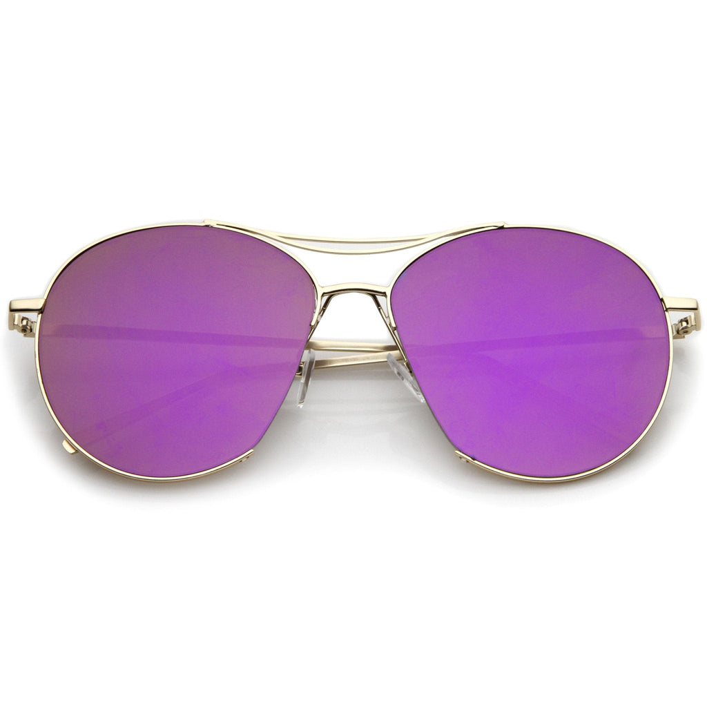 Oversize Thin Metal Mirrored Flat Lens Aviator Sunglasses A817
