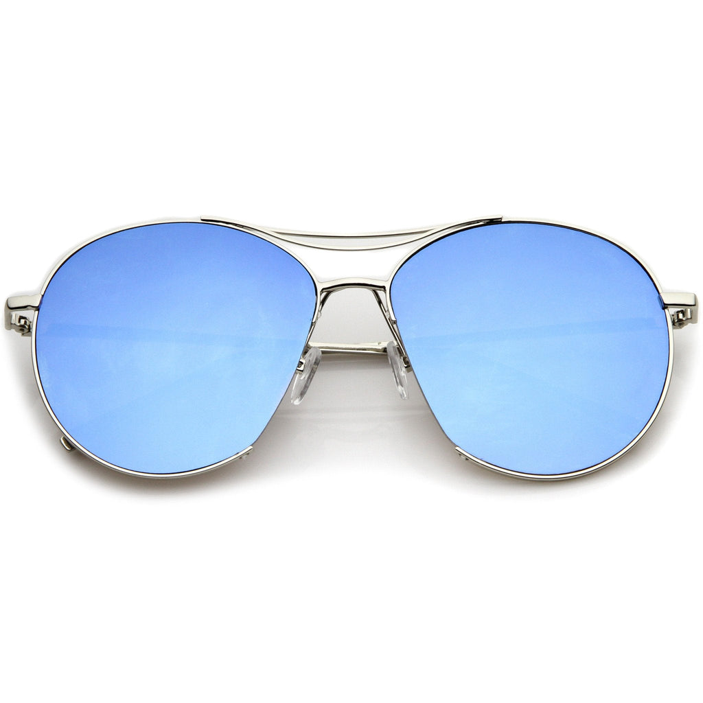 Oversize Thin Metal Mirrored Flat Lens Aviator Sunglasses A817