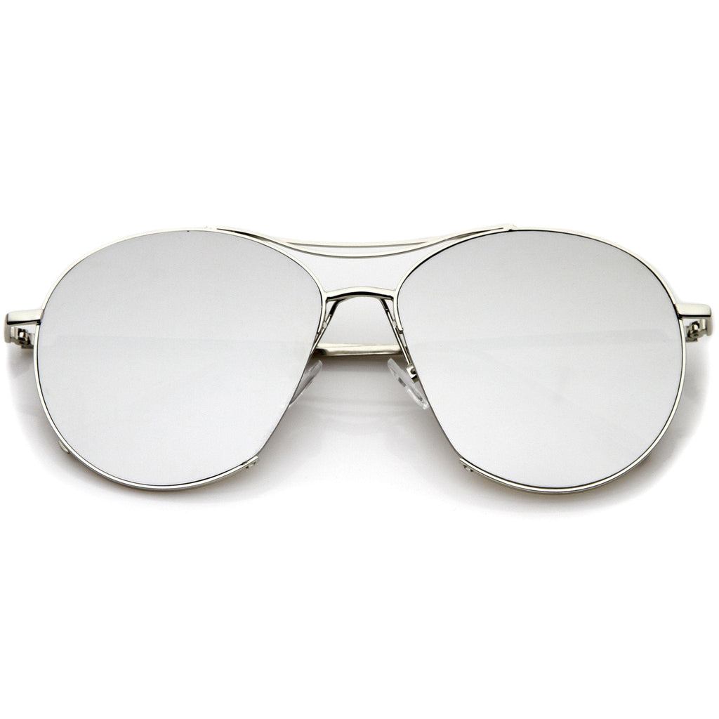 Oversize Thin Metal Mirrored Flat Lens Aviator Sunglasses A817