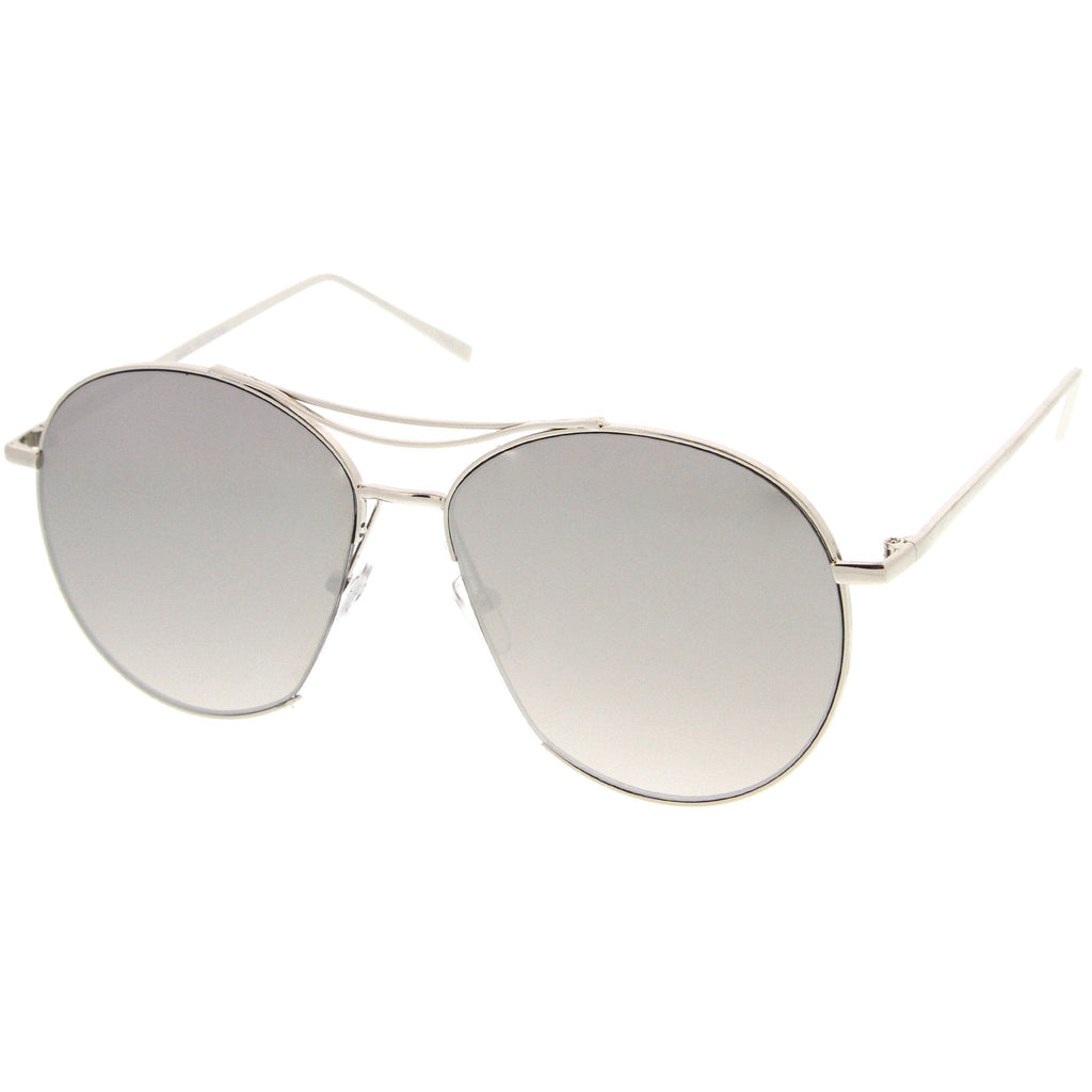 Oversize Thin Metal Mirrored Flat Lens Aviator Sunglasses A817
