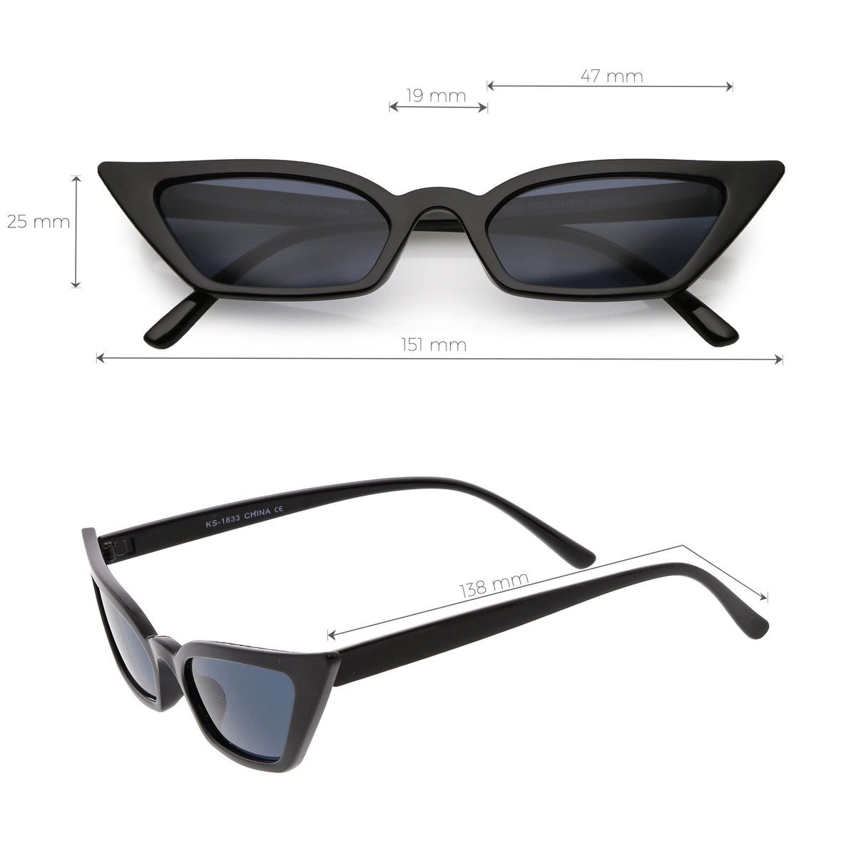 Women's 90's Thin Retro Pointed Cat Eye Sunglasses C571