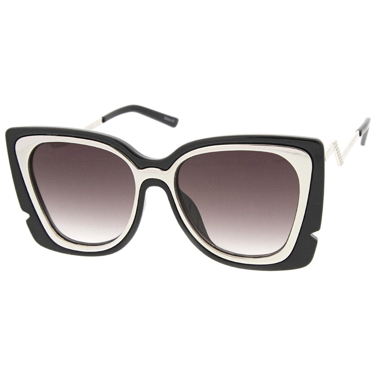 Women's Oversize Notched Angled Temple Cat Eye Sunglasses A833