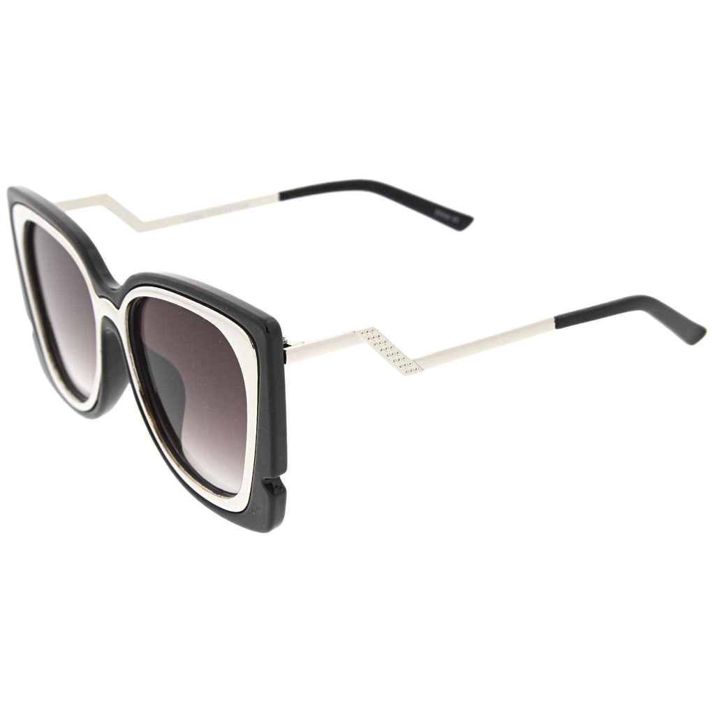 Women's Oversize Notched Angled Temple Cat Eye Sunglasses A833