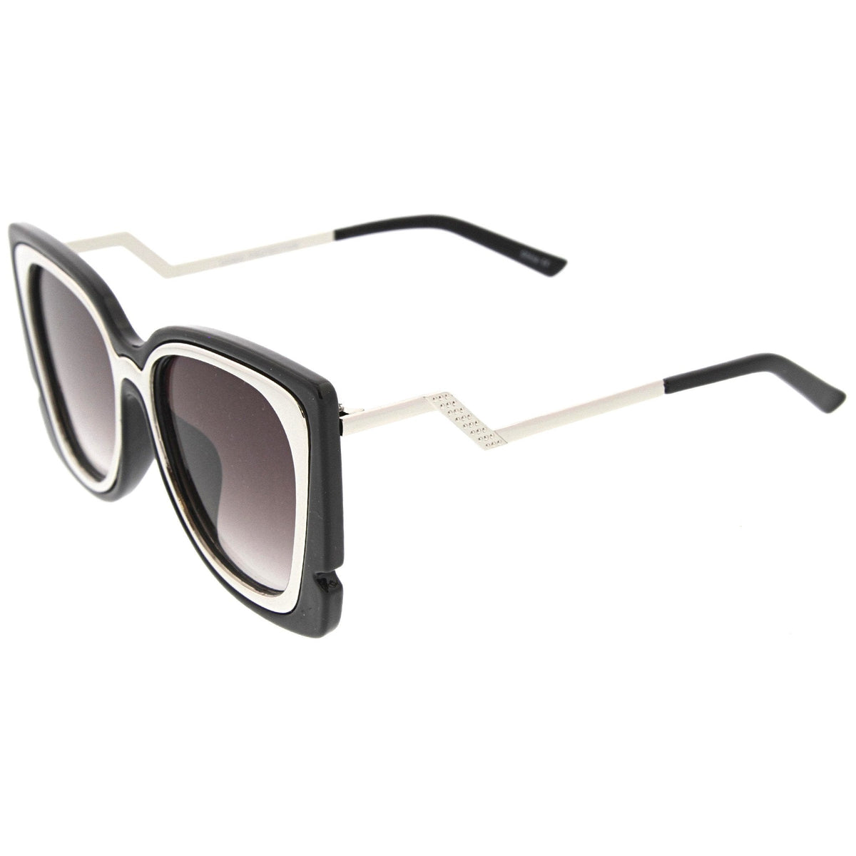 Women's Oversize Notched Angled Temple Cat Eye Sunglasses A833